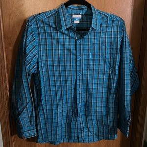 Columbia blue and gray plaid men’s long sleeve size large